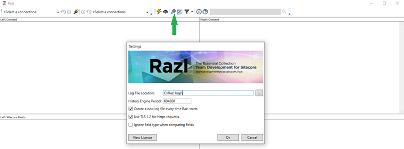 Snapshot of Razl Setting Button